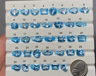 Topaze bleue de qualité supérieure, topaze bleue 100 % naturelle, taillée à facettes, pierre précieuse en vrac pour la fabrication de bijoux Code CO-328