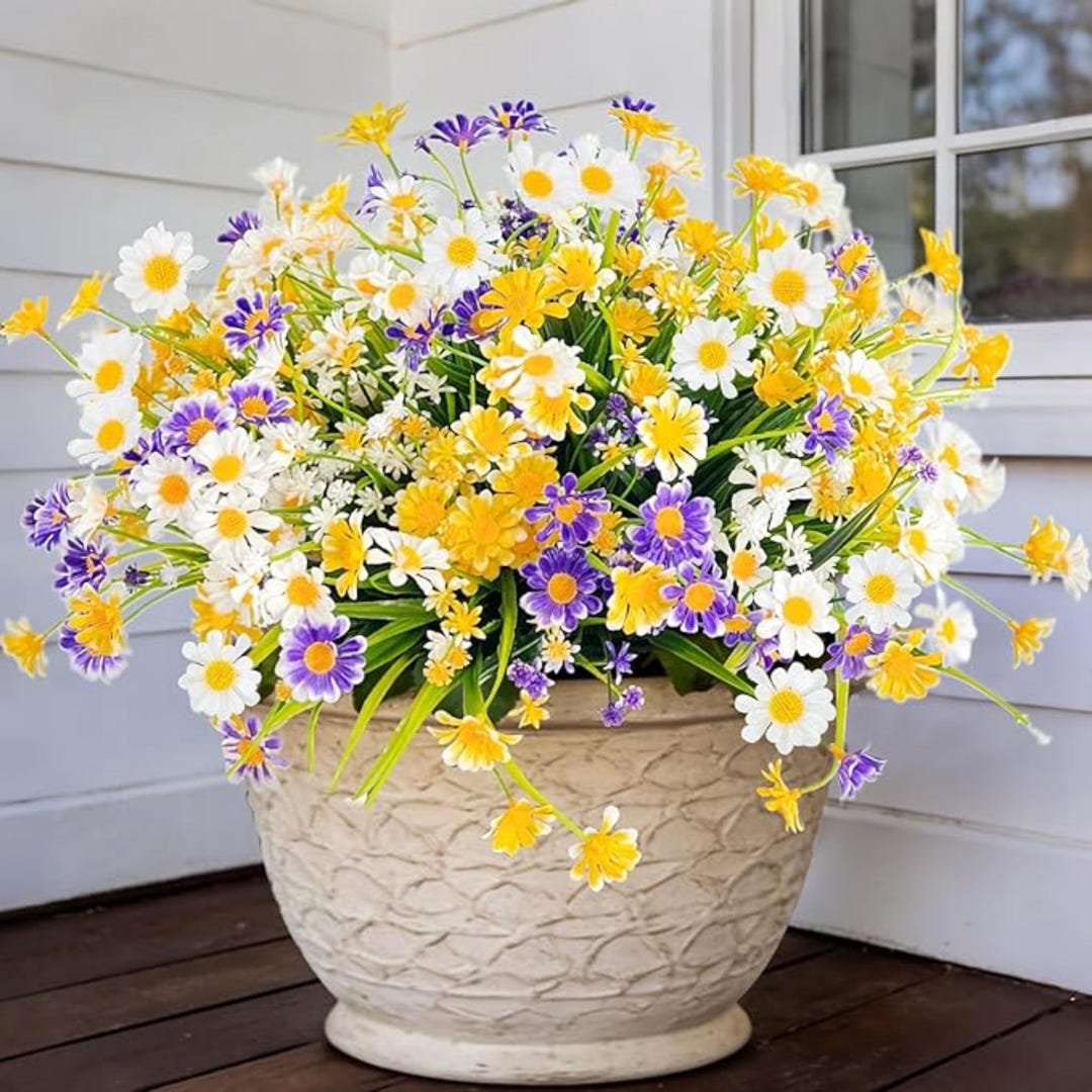Artificial Daisy Flower Bundles | UV Resistant Outdoor Summer Cemetery ...