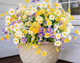 Ramos de margaritas artificiales / Decoración de cementerio de verano para exteriores resistente a los rayos UV