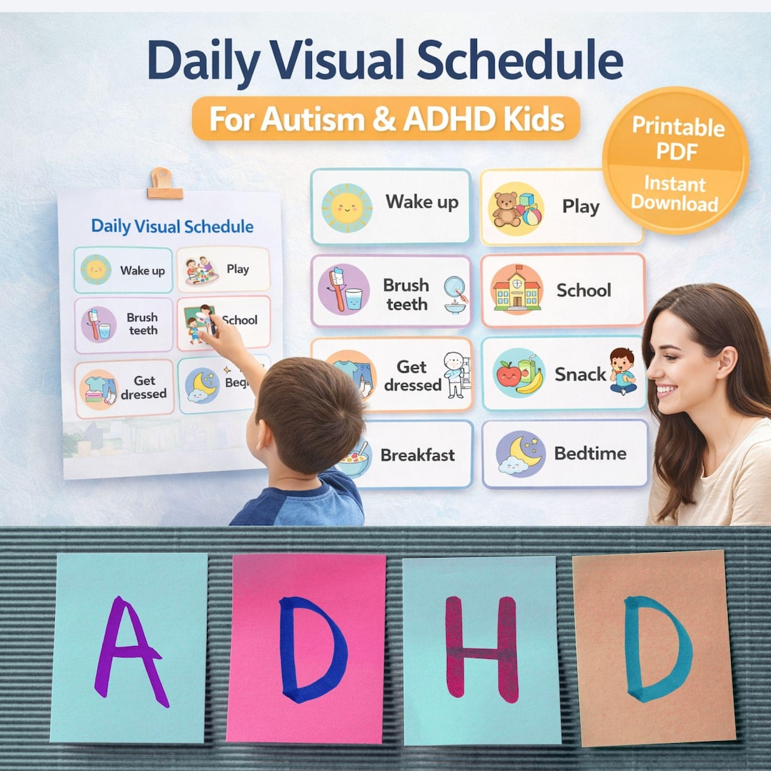 Daily Visual Schedule for Autism Kids, Printable Routine Chart for ...