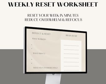 ADHD Weekly Reset Checklist Printable | Weekly Reset Planner, ADHD Productivity Tool, Simple Weekly Planning Sheet