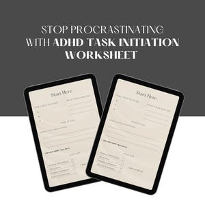 Werkblad ADHD-taakinitiatie afdrukbaar | Stop met uitstellen, ADHD-productiviteitstool, overwinnen overweldigen pdf