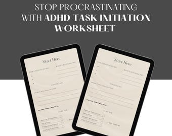 ADHD Task Initiation Worksheet Printable | Stop Procrastinating, ADHD Productivity Tool, Overcome Overwhelm PDF