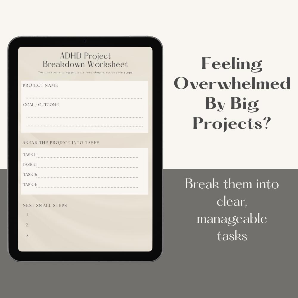 ADHD Project Breakdown Worksheet | Task Breakdown Planner Printable ...