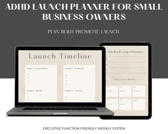 ADHD Launch Planner for Small Business | Launch Planning Printable | Product & Offer Launch Checklist PDF | Entrepreneur System