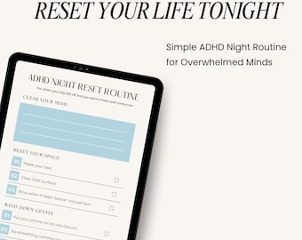 ADHD Night Routine Printable | Night Reset Checklist | Get Your Life Together | Evening Routine ADHD | Overwhelmed Reset Planner