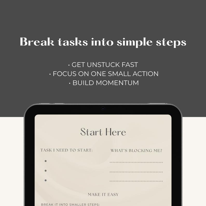 Task Initiation Worksheet ADHD Task Initiation Worksheet Printable | Stop Procrastinating, ADHD ...