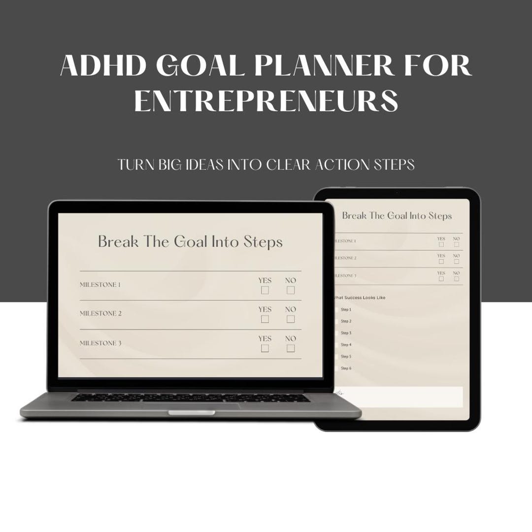 ADHD Goal Planner for Entrepreneurs | Goal Setting Worksheet Printable ...