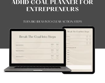 ADHD Goal Planner for Entrepreneurs | Goal Setting Worksheet Printable | Small Business Goal Planner | Monthly Goal Planning PDF