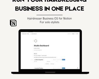 Hairdresser Notion Template | Salon Business Dashboard with Client Enquiry, Income & Expense Trackers