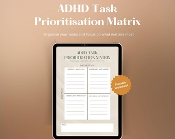 ADHD Task Prioritization Matrix Printable | Eisenhower Matrix Worksheet | Productivity Planner for Entrepreneurs | Focus & Priority Tool