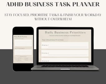 ADHD Business Task Planner | Entrepreneur Productivity Planner | Daily Work Planner Printable | Focus Sprint & Priority Tracker PDF