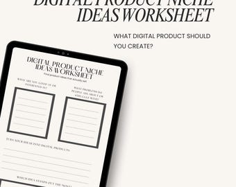 Digital Product Ideas Worksheet Printable | Find Your Niche, Product Brainstorm Planner, Passive Income Ideas, Etsy Seller Tool
