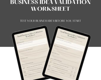 Digital Product Idea Validation Worksheet | Small Business Idea Planner, Side Hustle Idea Checklist, Market Research Printable