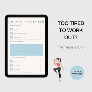Low Energy Workout Ideas Printable | Gentle Movement Plan | Lazy Girl Workout | Beginner Fitness Ideas | Simple At Home Workout List