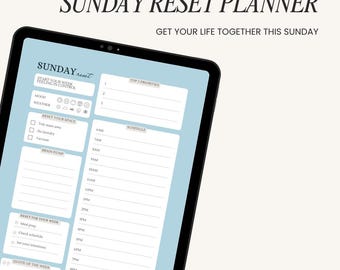 Sunday Reset Planner Printable, Weekly Reset Checklist, Get Your Life Together Planner, Productivity Routine, Aesthetic Planner PDF