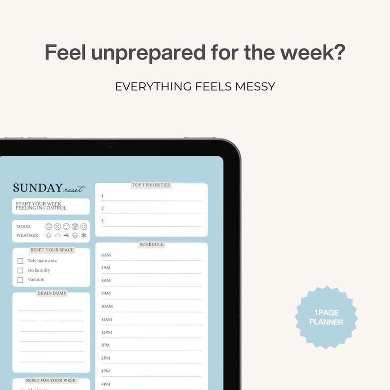 Sunday Reset Planner Printable, Weekly Reset Checklist, Get Your Life Together Planner, Productivity Routine, Aesthetic Planner PDF image 2