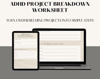 ADHD Project Breakdown Worksheet | Task Breakdown Planner Printable | ADHD Productivity Worksheet | Project Planning Tool PDF