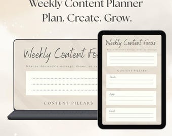 Weekly Content Planner Printable | Social Media & Content Calendar PDF | Content Strategy and Scheduling Sheet | Digital Marketing Planner
