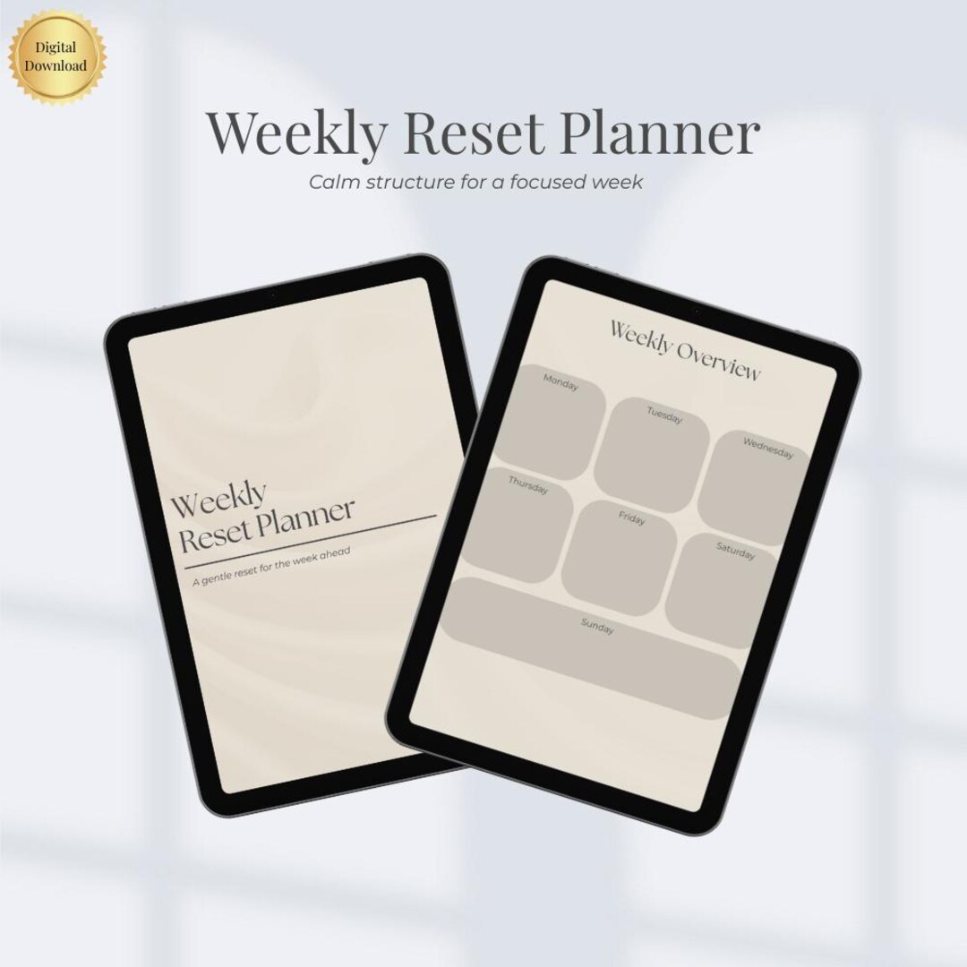 Weekly Planner Printable | ADHD Friendly Weekly Reset Planner, Minimal ...