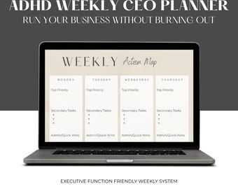 ADHD Weekly CEO Planner | Weekly Entrepreneur Productivity Printable | Focus Sprints & Executive Function System PDF