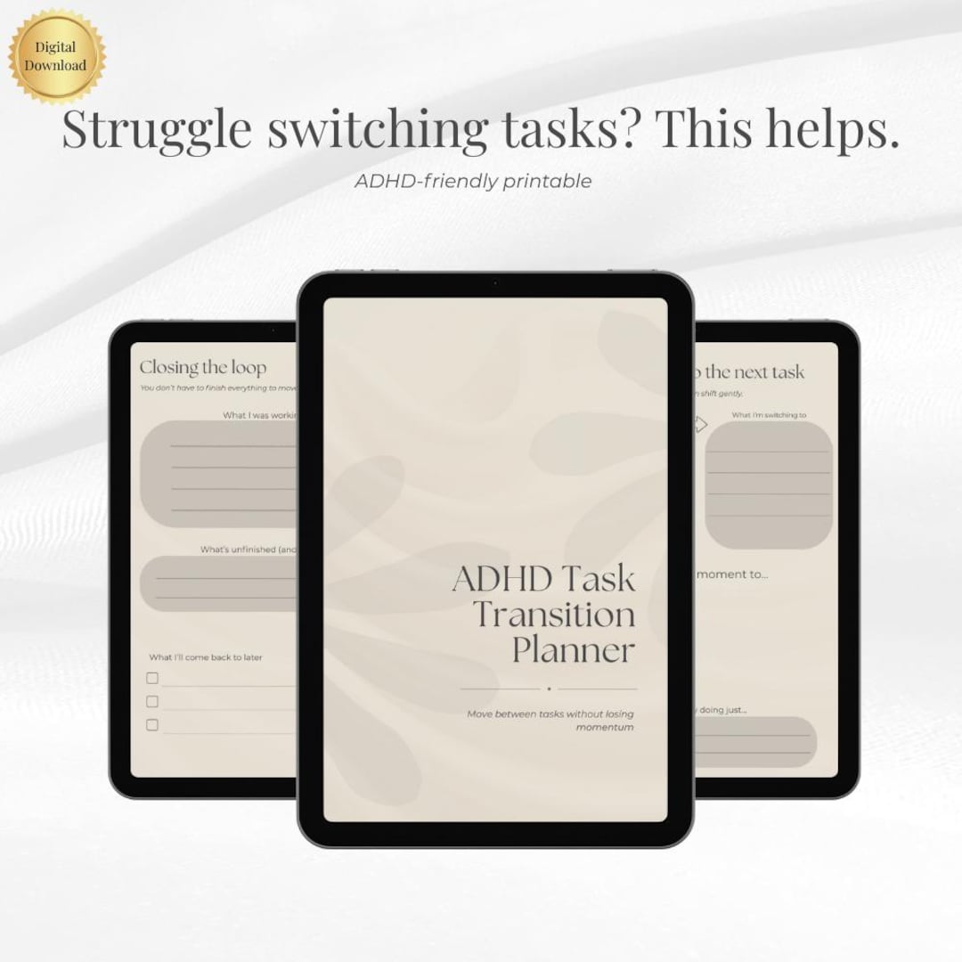 ADHD Task Transition Planner | Task Switching Printable PDF - Etsy