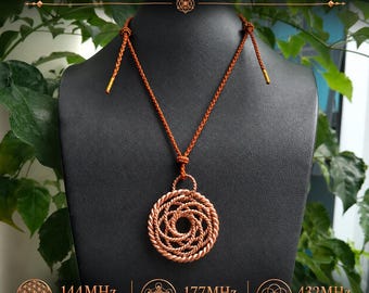 Tensor Spiral Copper Pendant-3 Frequencies 144MHz, 177MHz & 432MHz, EMF Balance, Pure Copper Handbag Charm, Copper Meditation and Yoga Gift