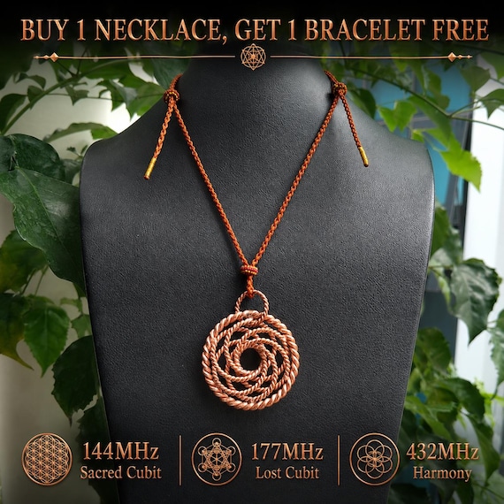 Tensor Spiral Copper Pendant-3 Frequencies 144MHz, 177MHz & 432MHz, EMF Balance, Pure Copper Handbag Charm, Copper Meditation and Yoga Gift