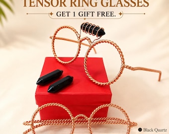 Pure Copper Tensor Glasses with Natural Black Quartz | Sacred Geometry | 144 MHz & 177 MHz Copper Glasses | Copper Meditation Tool