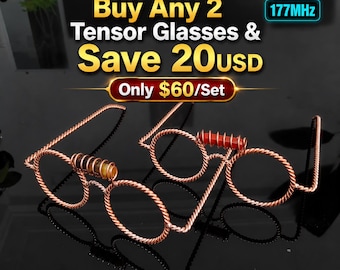 Buy Any 2 Tensor Glasses & Save 20USD, Handcrafted Pure Copper Tensor Ring Energy Glasses Bundle, Pick Your Crystal, Sacred Geometry Eyewear