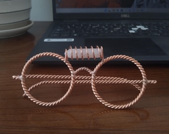 Handmade Pure Copper Tensor Glasses with Rose Quartz | Sacred Geometry Lensless Glasses | 144 MHz & 177 MHz, Handmade Meditation Glasses