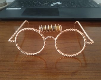 Pure Copper Tensor Glasses with Natural Tiger's Eye | Sacred Geometry Glasses | Handmade 144 MHz & 177 MHz Tensor Rings Eyewear