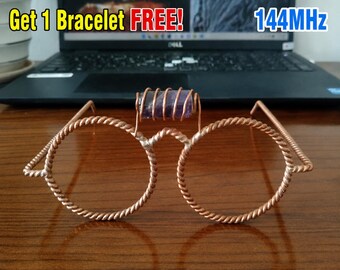Natural Amethyst Stone Pure Copper Tensor Glasses | Inspired by Sacred Geometry | 144 MHz & 177 MHz Frequency | Glasses Screen Exposure Eye