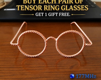 Copper Tensor Glasses | Sacred Geometry Eyewear, 177MHz & 144MHz, EMF Inspired Lensless Glasses, Gift Box