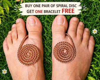 Pure Copper Spiral Foot Disc Set | Reiki Foot Jewelry | Handmade Sacred Geometry Copper Spirals | Grounding Support Vortex Disc | Yoga Tool