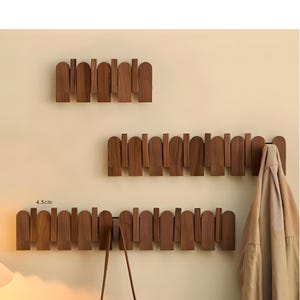 Perchero magnético de pared que ahorra espacio, decoración moderna para el hogar, perchero de madera maciza de nogal y haya, estilo rústico multifuncional para casa de campo.