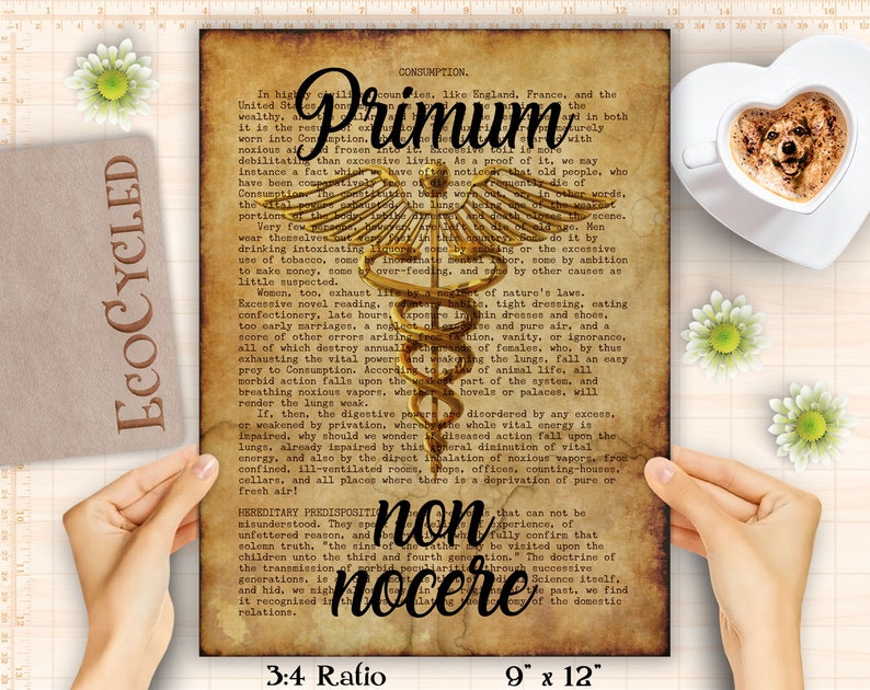 First Do No Harm Hippocratic Oath Printable Caduceus Latin | Etsy