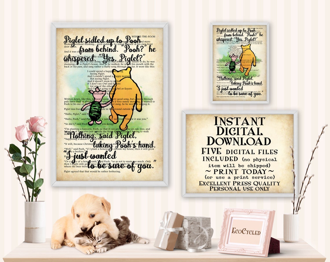 Winnie the Pooh & Piglet Wanted To Be Sure of You printable Etsy