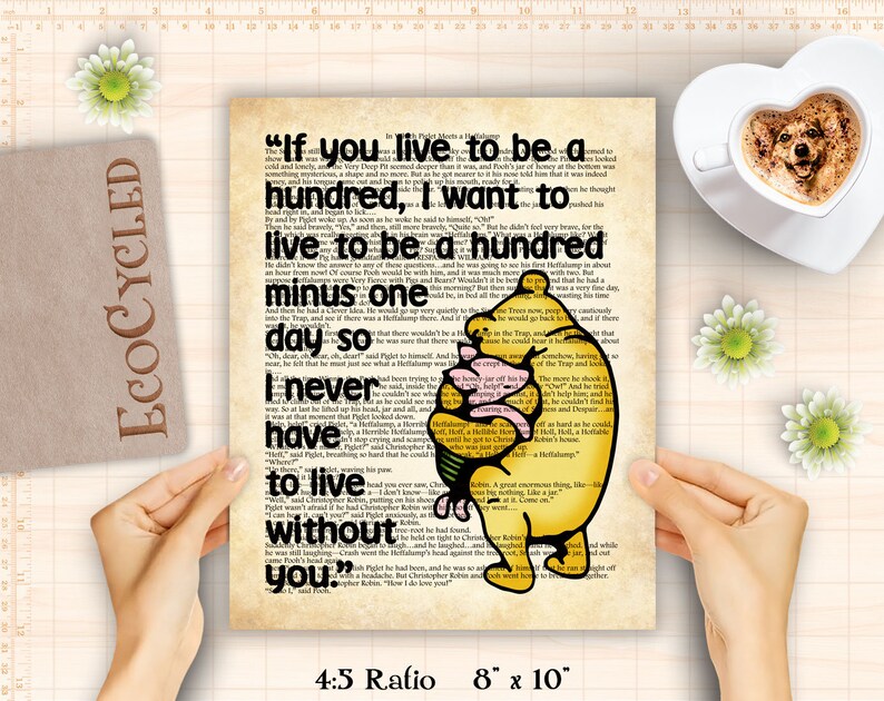 If You Live to be 100 Winnie the Pooh & Piglet printable wall Etsy