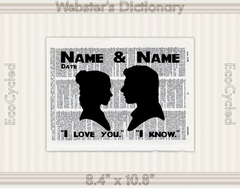 Princess Leia Han Solo Star Wars Silhouette I Love You I Know Etsy