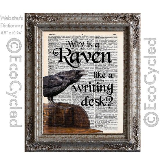 Raven Like A Writing Desk Alice In Wonderland Quote On Eco Etsy