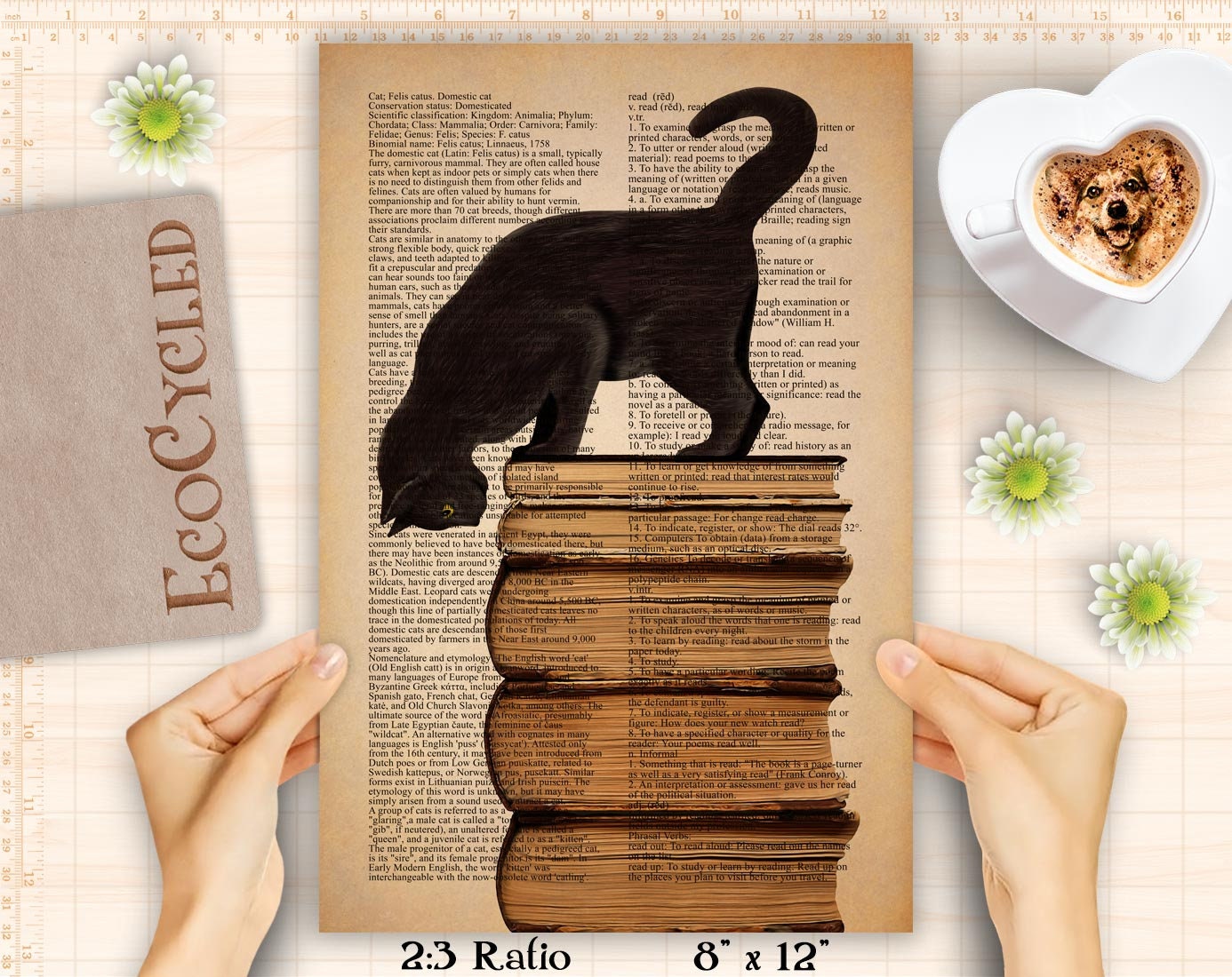 Black Cat on Books cat lover gift printable wall art decor Etsy