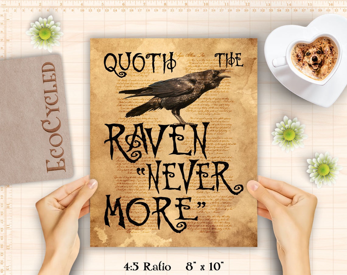 Quoth the Raven Nevermore an Edgar Allan Poe quote printable | Etsy