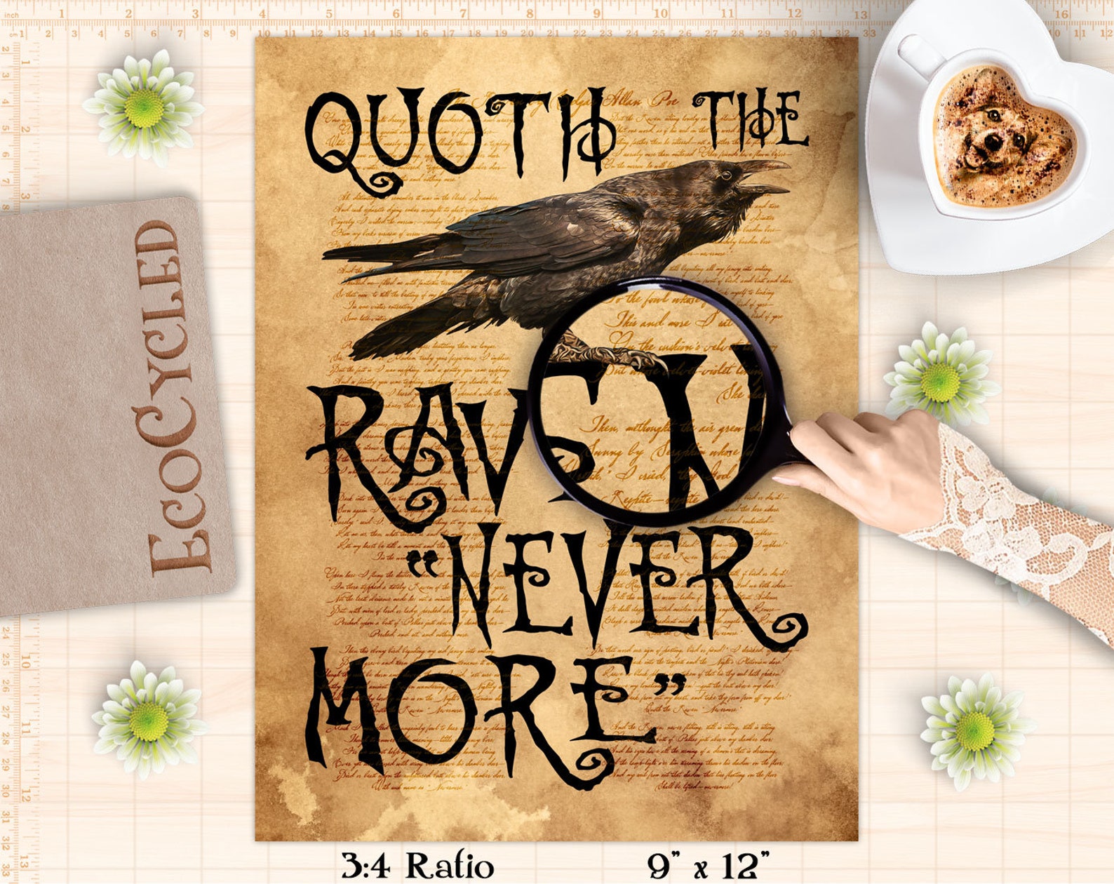 Quoth the Raven Nevermore an Edgar Allan Poe quote printable | Etsy