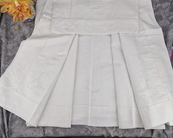1950s Hand-Embroidered Linen Bed Set with PR Monogram - 2 Pieces