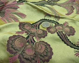 Authentic Valencian silk fabric,Vintage Lime green silk jacquard fabric,deconstructed Fallera skirt, without gold thread,for a lux decor