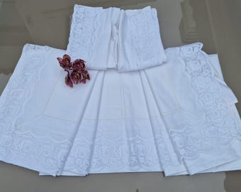 Juego de Cama Vintage Tolrà Algodón de Lujo con Bordado Richelieu