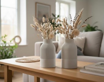 Modern ribbed vase | 3D printed decorative vase | Minimalist home accessories | Mother's Day gift idea | Japandi vase - neon colors