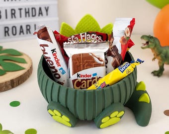 Dinosaur bowl | Dinosaur basket | Dinosaur dish | Dinosaur gift basket | Children's birthday decoration | Gift for boys and girls | Dinosaur snack bowl