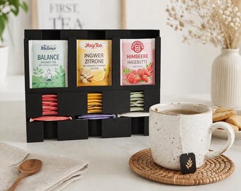 Modern tea organizer - tea bag dispenser - tea station - tea stand - tea storage
